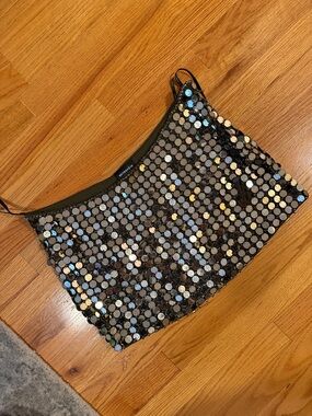 Sequin Mosaic Black Silver Tank Top